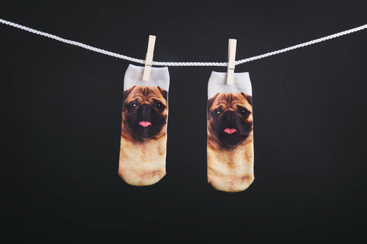 Patterned Unisex Crew sock- Low Cut: Pugs